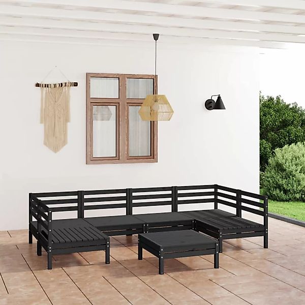 7-tlg. Garten-lounge-set Schwarz Massivholz Kiefer günstig online kaufen