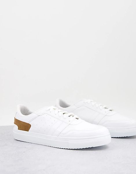 Bolongaro Trevor – Sneaker aus Kunstleder zum Schnüren in Weiß und Braun günstig online kaufen