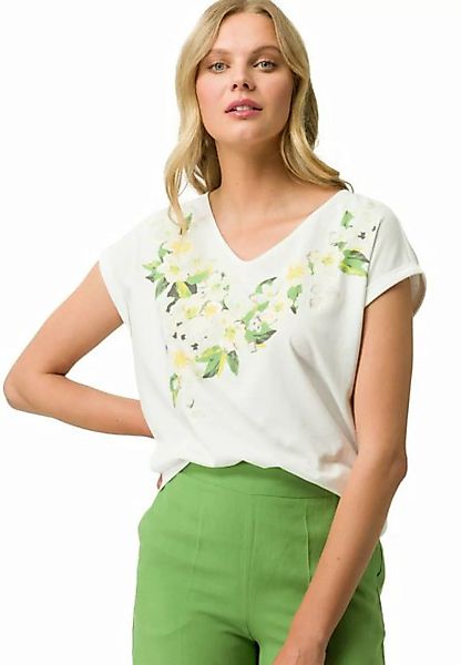 Zero T-Shirt V-Ausschnitt mit Blumen (1-tlg) Plain/ohne Details günstig online kaufen