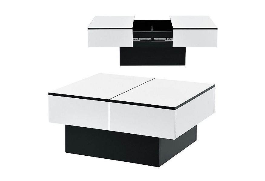 en.casa Couchtisch, »Lens« Wohnzimmertisch 36x80x60cm Schwarz/Weiß Hochglan günstig online kaufen