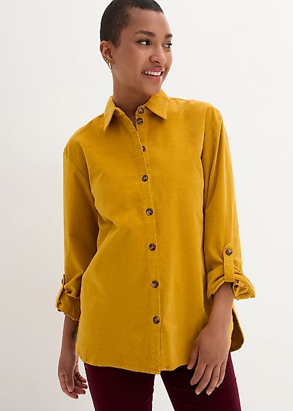 bonprix Langarmbluse "Cord-Hemd mit Seitenschlitz", Cord-Hemd mit Seitensch günstig online kaufen