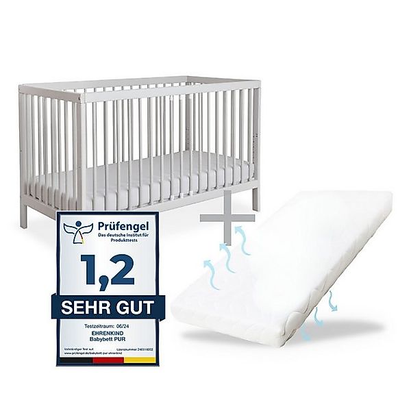 Ehrenkind Babybett PUR inkl. Matratze aus massivem Buchenholz, Gitterbett, günstig online kaufen