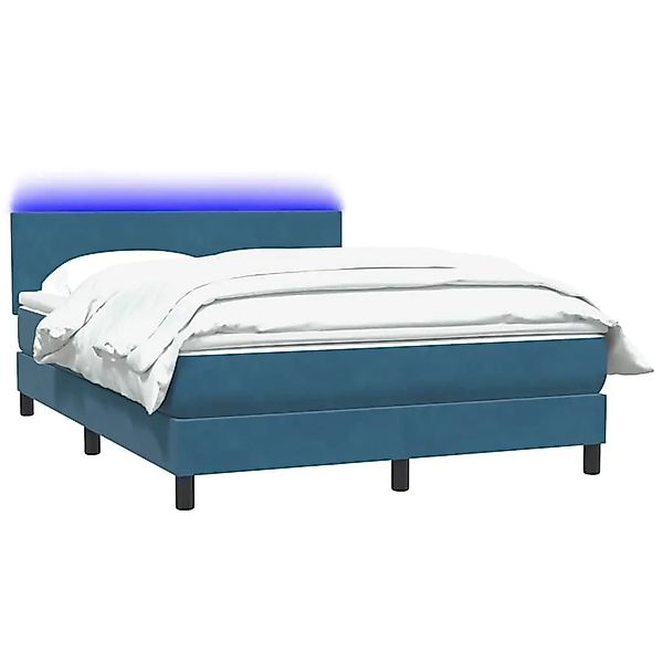 vidaXL Boxspringbett mit Matratze & LED Dunkelblau 140x210 cm Samt 3316693 günstig online kaufen