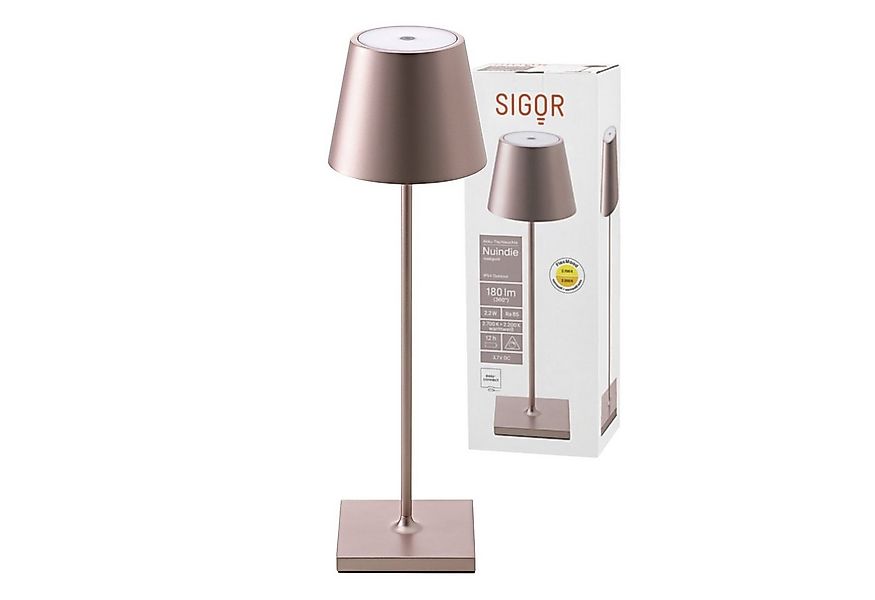 SIGOR LED Tischleuchte Tischleuchte NUINDIE Rosegold, Dimmbar, 1 LED Platin günstig online kaufen