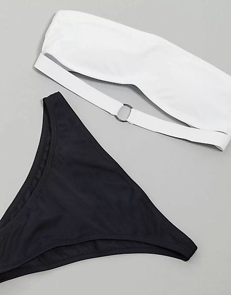 Candypants – Weißes Bandeau-Bikinioberteil mit Ringdetail günstig online kaufen