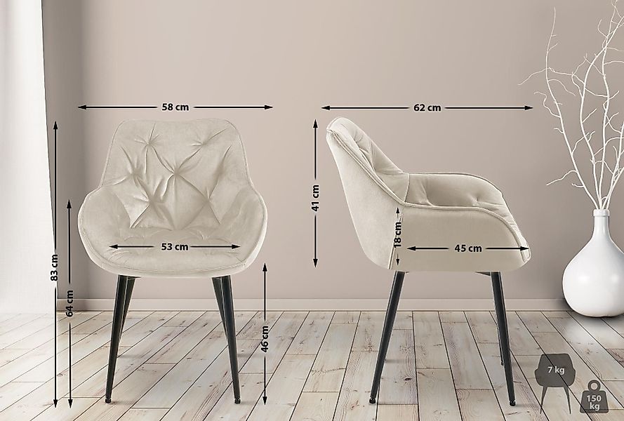 CLP Esszimmerstuhl Tanna Samt (2er Set), günstig online kaufen