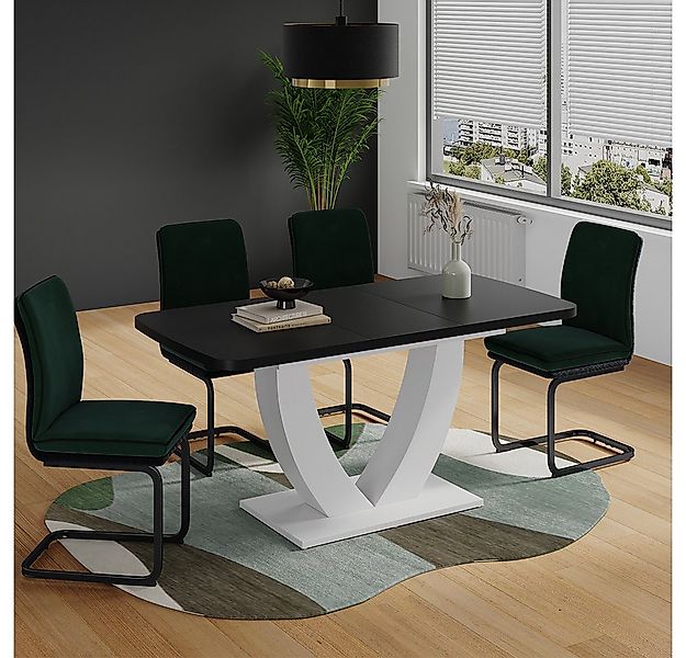 Vicco Esstisch Fenaro, Schwarz/Weiß/Weiß, 120 x 80 cm ausziehbar günstig online kaufen