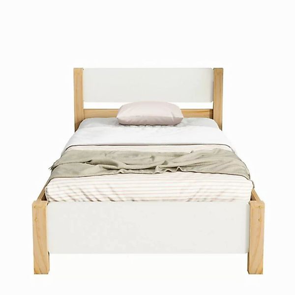 MODFU Holzbett Kinderbett Einzelbett, Kiefernholzrahmen mit Mittelfuß (90x2 günstig online kaufen