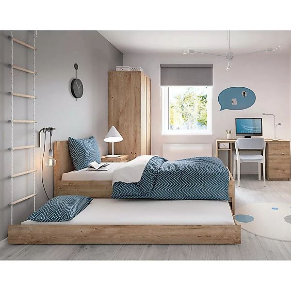 Jugendzimmer Set 5-teilig FORTALEZA-129 mit Bett 90x200 in Eiche Nb. günstig online kaufen