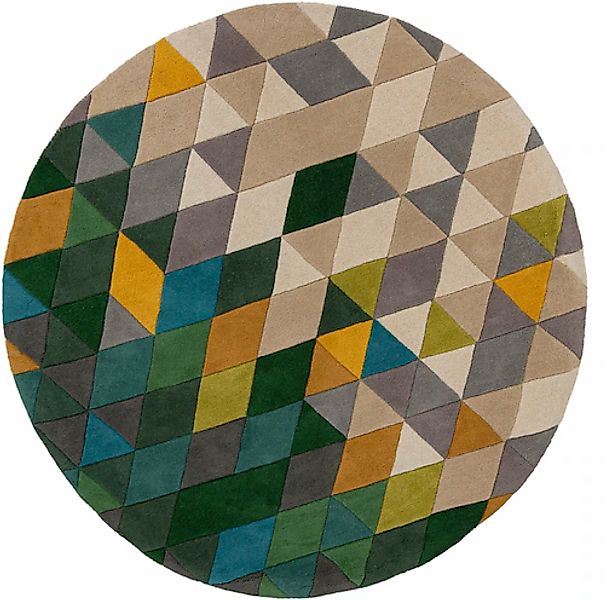 FLAIR RUGS Wollteppich »Prism«, rund, 10 mm Höhe, mit Hoch-Tief-Effekt, Woh günstig online kaufen