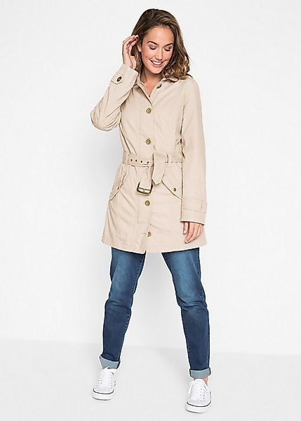 bonprix Trenchcoat (1-tlg) aus Baumwolle, mit langem Arm, figurbetonte Pass günstig online kaufen