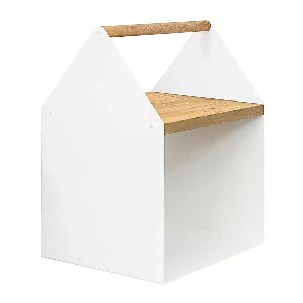 Yunic - Tiny House Beistelltisch - verkehrsweiß RAL 9016/Tischplatte Hevea/ günstig online kaufen
