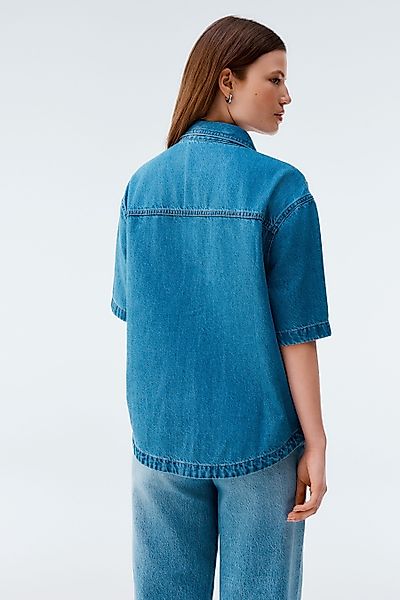 Next Jeanshemd Oversized Fit Kurzarm-Jeanshemd aus günstig online kaufen