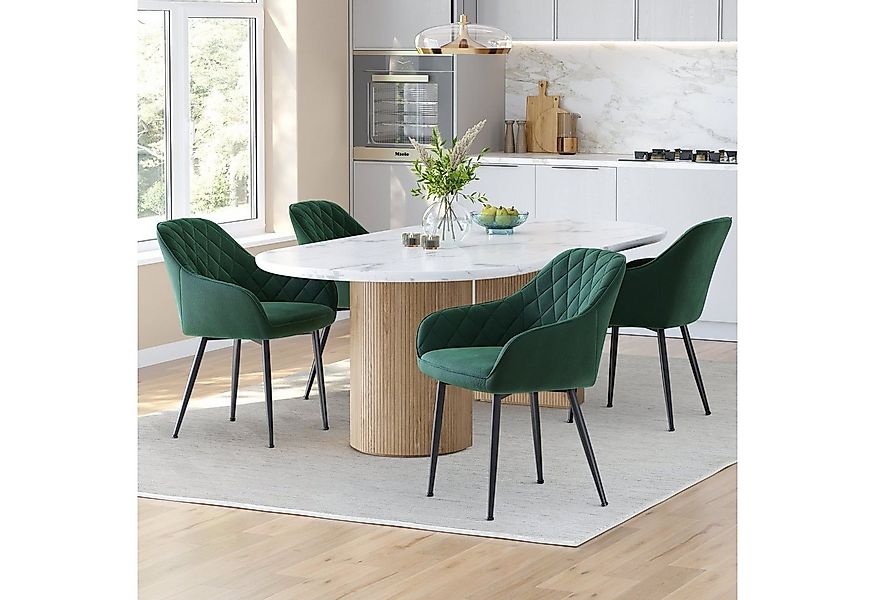 SONGMICS Esszimmerstuhl (1 St), Polsterstuhl, verstellbare Füße, Samt​ günstig online kaufen