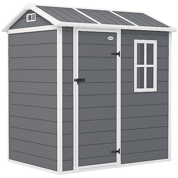 Outsunny Gerätehaus Kunststoff 2,1m² 186 x 130 x 199cm Geräteschuppen mit S günstig online kaufen