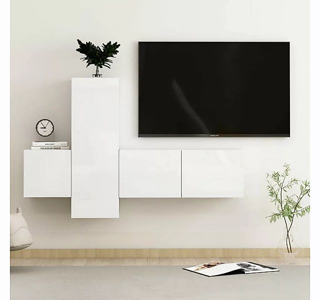 vidaXL TV-Schrank 3-tlg TV-Schrank-Set Hochglanz-Weiß Holzwerkstoff günstig online kaufen