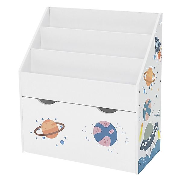 Joyz Kinder Bücherregal Weltraum 62,5x30x70 cm Weiß Kinderregal mit 3 Fäche günstig online kaufen