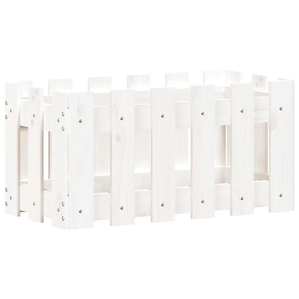 vidaXL Pflanzkübel Lattenzaun-Design Weiß 60x30x30 cm Kiefernholz 832468 günstig online kaufen