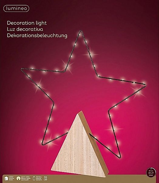 Lumineo LED Stern LED Stern-Beleuchtung 35 LED, warm weiß, batteriebetriebe günstig online kaufen