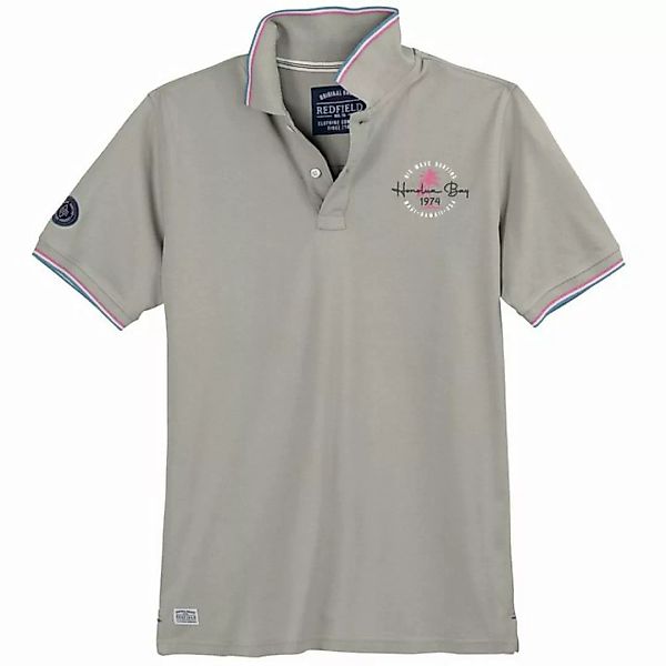 redfield Poloshirt Große Größen Herren Poloshirt grau Brustprint sommerlich günstig online kaufen