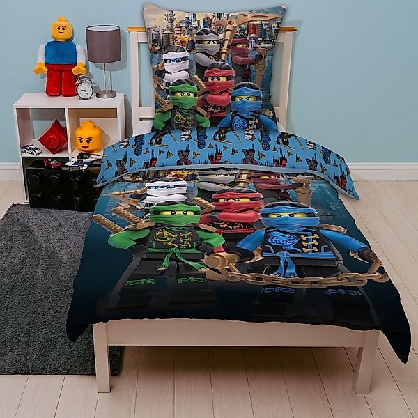 Familando Kinderbettwäsche Lego Ninjago 135x200 + 80x80cm mit Reißverschlus günstig online kaufen