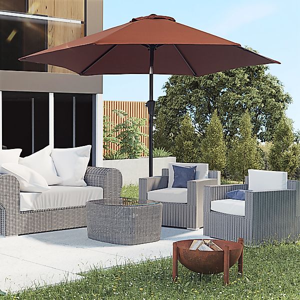 Outsunny Sonnenschirm Marktschirm mit Handkurbel, aus Alu 180/ Polyester, L günstig online kaufen