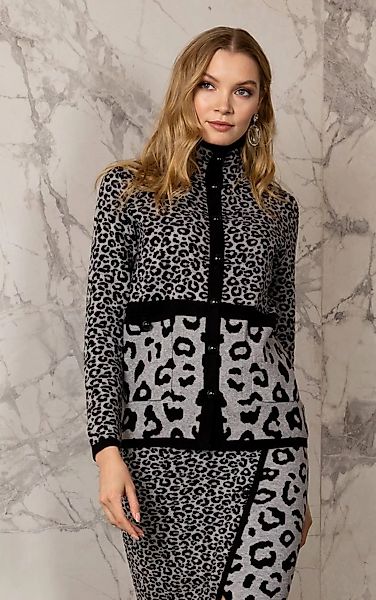 Passioni Cardigan mit größerem und kleinerem Leopard-Muster günstig online kaufen