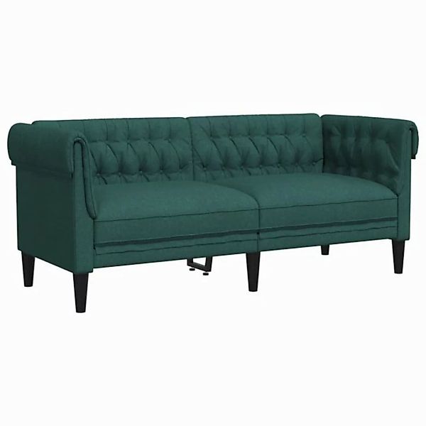 vidaXL Chesterfield-Sofa, Chesterfield-Sofa 2-Sitzer Dunkelgrün Stoff günstig online kaufen