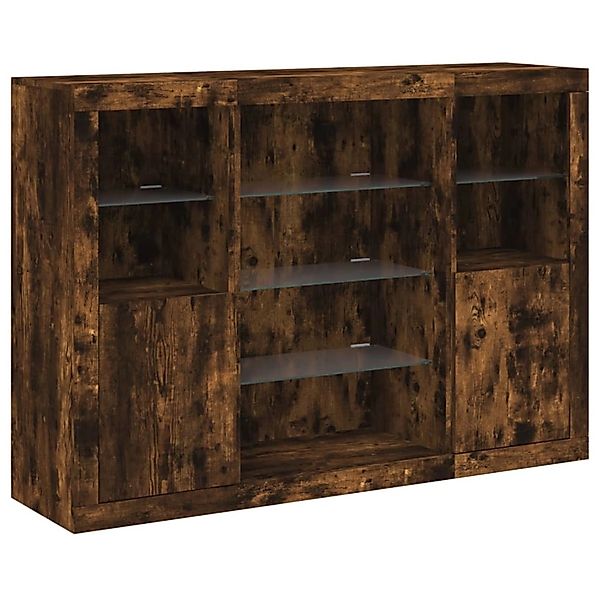 vidaXL Sideboards mit LED-Leuchten 3 Stk Räuchereiche Holzwerkstoff 3209132 günstig online kaufen