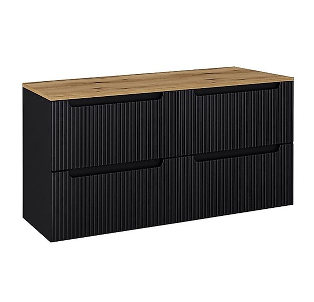 Lomadox Waschbeckenschrank NEWPORT-56-BLACK 120cm, in schwarz mit Eiche, ge günstig online kaufen