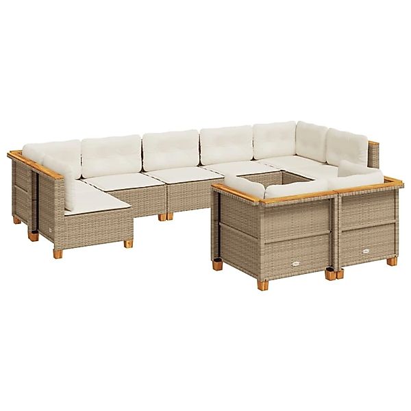 vidaXL 9-Tlg Garten-Sofagarnitur mit Kissen Beige Poly Rattan 3261991 günstig online kaufen