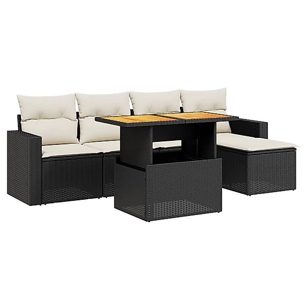 vidaXL 6-Tlg Garten-Sofagarnitur mit Kissen Schwarz Poly Rattan 3271287 günstig online kaufen
