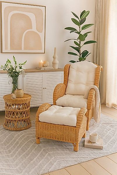 moebel-direkt-online Ohrensessel Luna (Sessel und Sitzhocker), Handgeflocht günstig online kaufen