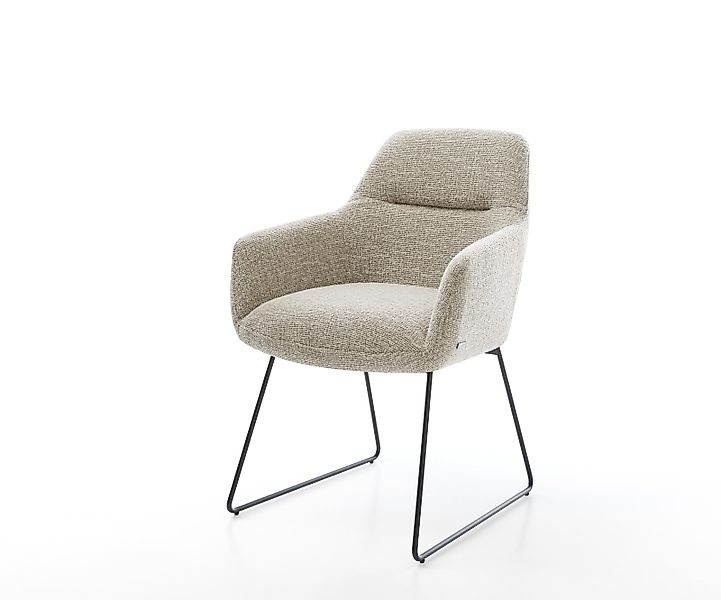 Esszimmerstuhl Pejo-Flex Webstoff Soft Beige Kufengestell Schwarz Taschenfe günstig online kaufen