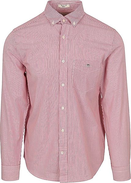 Gant Poplin Banker Hemd Stripe Rot - Größe L günstig online kaufen