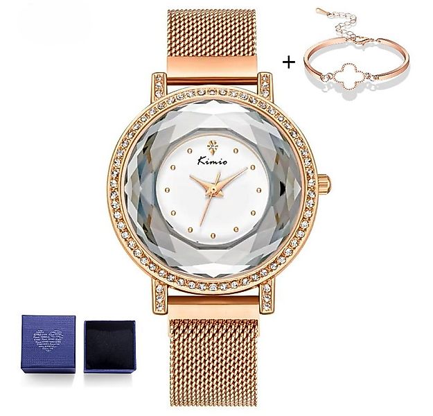 Tidy Quarzuhr KIMIO Damenuhr Weiß Set – Roségold mit Armband und Geschenksc günstig online kaufen