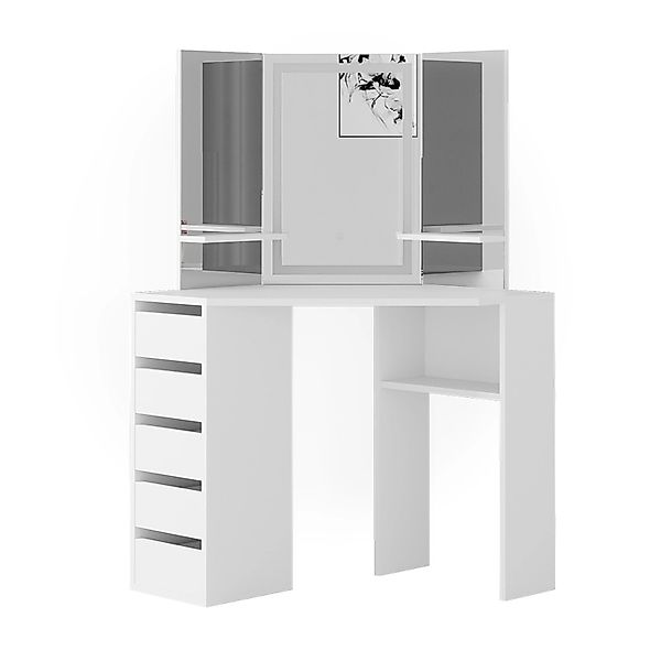 Vicco Schminktisch Arielle, Weiß, 110 cm mit LED-Spiegel günstig online kaufen