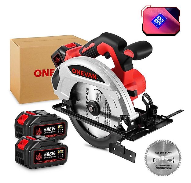 ONEVAN Akku-Handkreissäge Bürstenlose Akku Kreissäge 9000 U/min Sägeblattdu günstig online kaufen