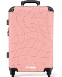 NoBoringSuitcases.com© Hartschalen-Trolley Rosa mit lila Wellenlinien günstig online kaufen