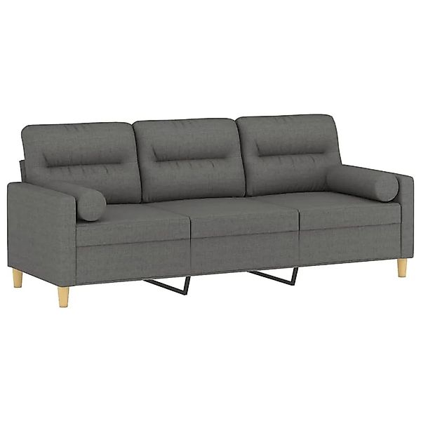 vidaXL 3-Sitzer-Sofa mit Zierkissen Dunkelgrau 180 cm Stoff 3200830 günstig online kaufen
