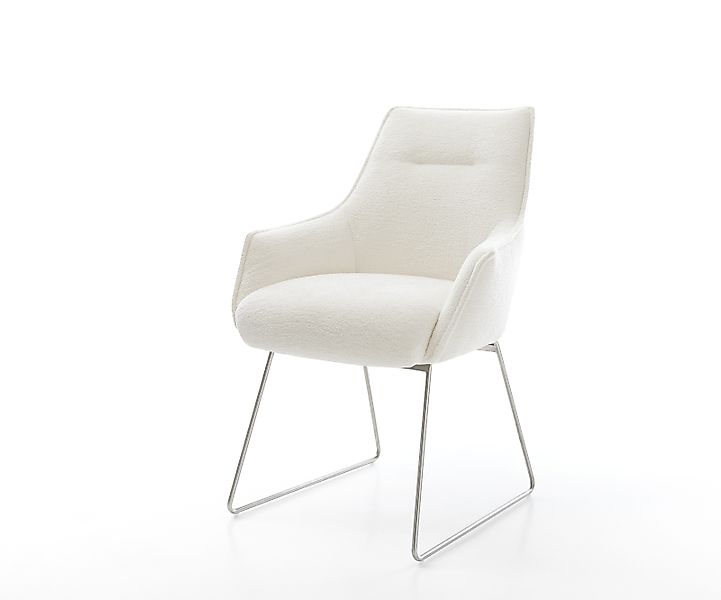 Esszimmerstuhl Alja-Flex mit Armlehnen Bouclé Soft Beige Kufengestell Edels günstig online kaufen