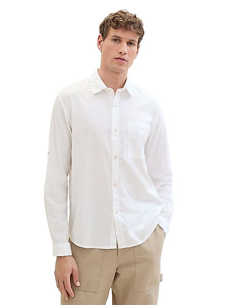 TOM TAILOR Denim Langarmhemd mit Leinen günstig online kaufen