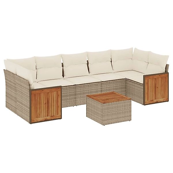 vidaXL 8-Tlg Garten-Sofagarnitur mit Kissen Beige Poly Rattan 3259895 günstig online kaufen