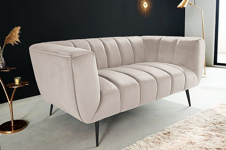 riess-ambiente 2-Sitzer NOBLESSE 165cm champagner / schwarz · Couch mit Bez günstig online kaufen
