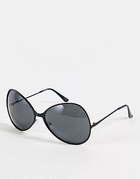 Jeepers Peepers – Runde Oversize-Sonnenbrille für Damen in Schwarz günstig online kaufen