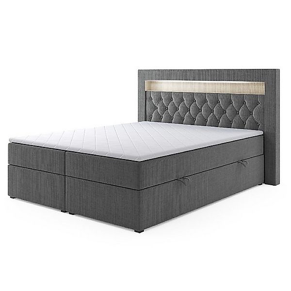 DD-COLLECTION Boxspringbett Boxspringbett Milano 180x200cm Grau Schwarz Bet günstig online kaufen