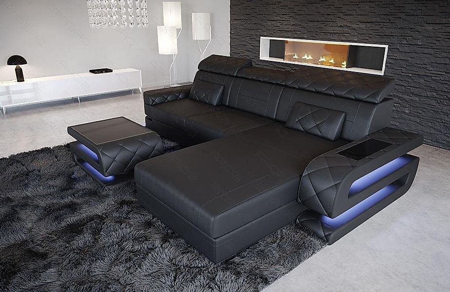 Sofa Dreams Ecksofa Ledersofa Bologna L Form Leder Sofa, Couch, mit LED, wa günstig online kaufen