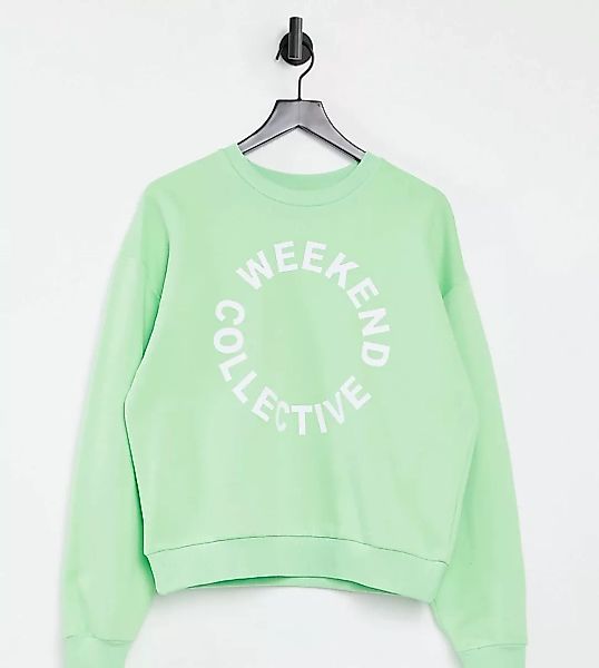ASOS – Weekend Collective – Oversized-Sweatshirt mit Logo in Hellgrün, Komb günstig online kaufen