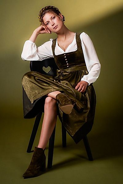 MarJo Dirndl Samt Dirndl 2tlg. - PETERSDORF - waldgrün günstig online kaufen