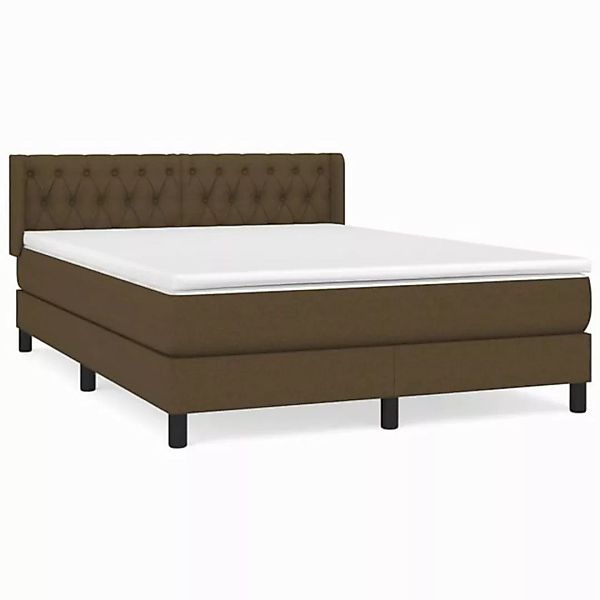 vidaXL Boxspringbett Boxspringbett mit Matratze Dunkelbraun 140x200 cm Stof günstig online kaufen